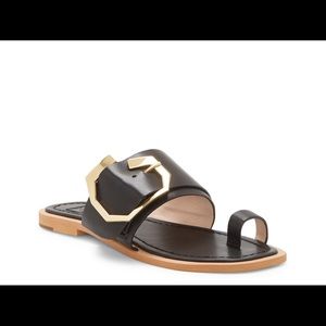 Louise et Cie Altan sandal in black and gold size 7